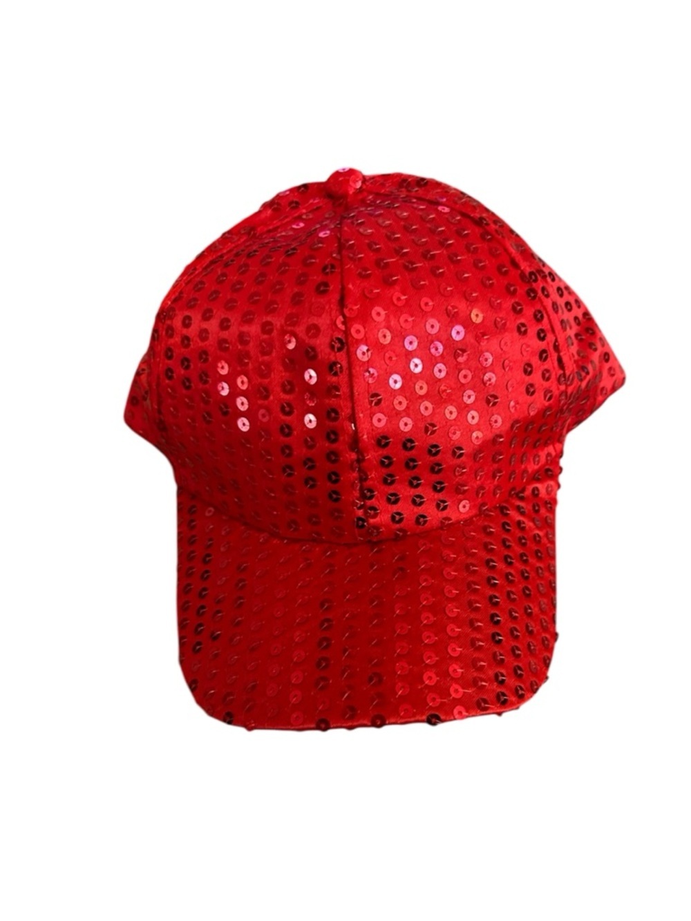 Women’s Bling red sequin baseball cap, adjustable.